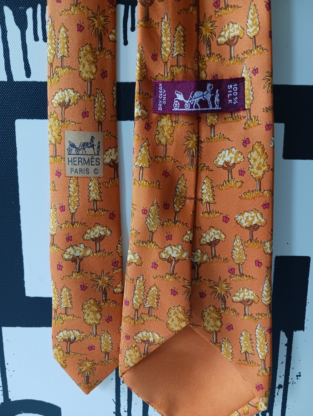 Hermes 7429 HA Vintage 1990s  Trees And Buterflies Silk Tie - Picture 4 of 14